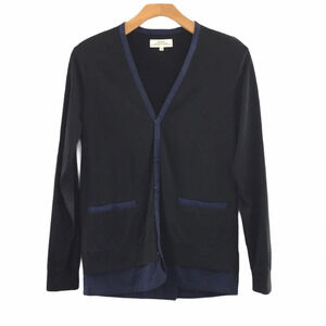 Trendiano Black‎ Blue Trim Snap Button Cardigan
